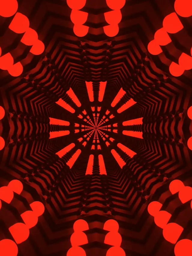 Red Neon Tunnel Kaleidoscope Vertical 60fps Screensaver